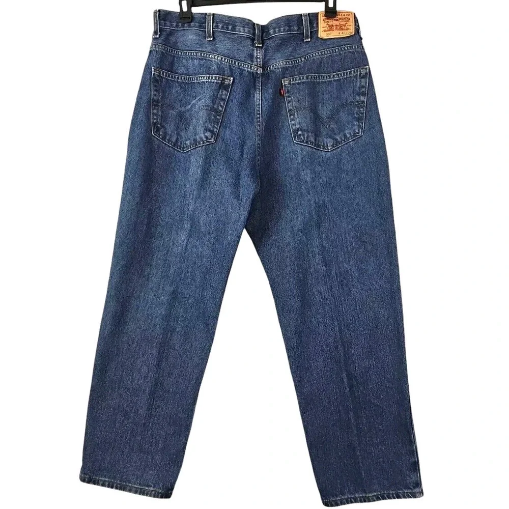 Levi's 550 ~Men's Size 40×29~ Blue Denim Relaxed Fit Straight Jeans 100% Cotton.